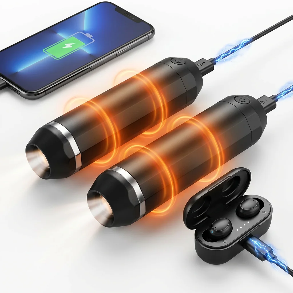 

2 Pack Hand Warmers With Power Bank & Flashlight, Rechargeable 10000mAh Pocket Heater, 24Hrs 360° Heating Portable