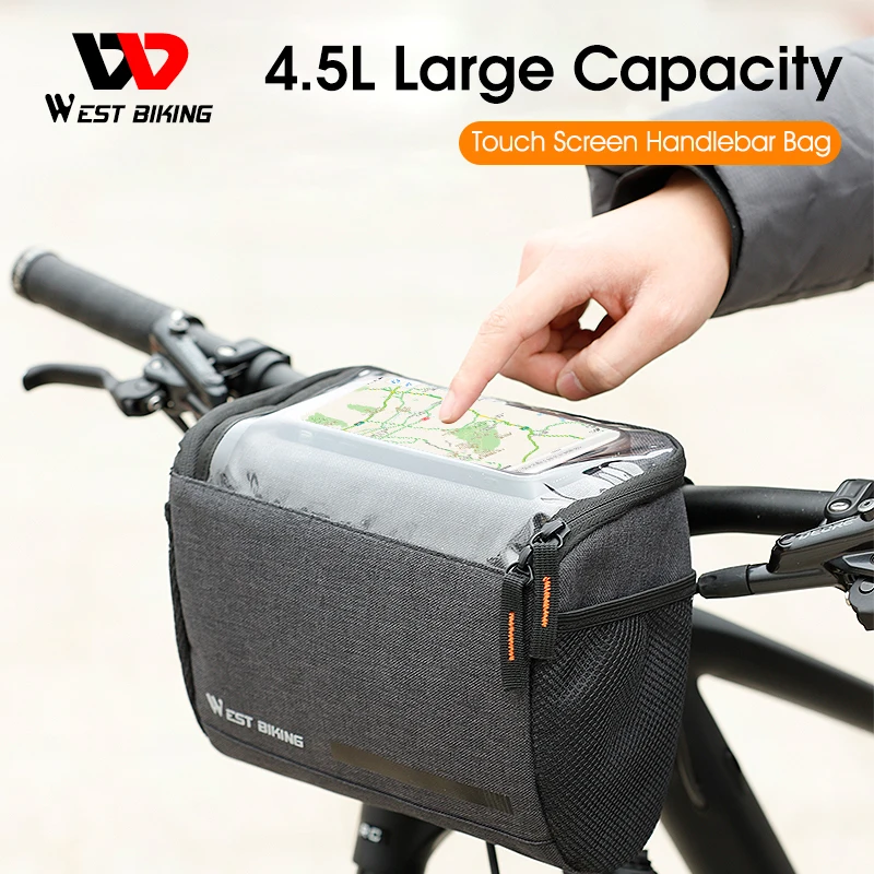 WEST BIKING 4.5L Bike Front Bag Touch Screen Phone Handlebar Bag Insulated Bicycle Cooler Bag MTB Road Cycling Accessories