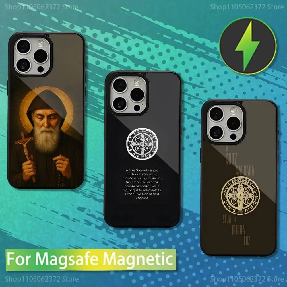 

Sao Bento Benedict OF Nursia Phone Case For iPhone 16,15,14,13,12,11,Pro,Max,Plus,Mini,Magsafe,Magnetic Wireless Charging Case