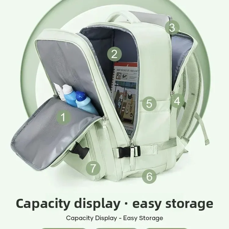 حقيبة ظهر للكمبيوتر المحمول ذات سعة كبيرة للنساء أثناء السفر وحقيبة الكتب متعددة الوظائف وحقيبة كتف للأمتعة