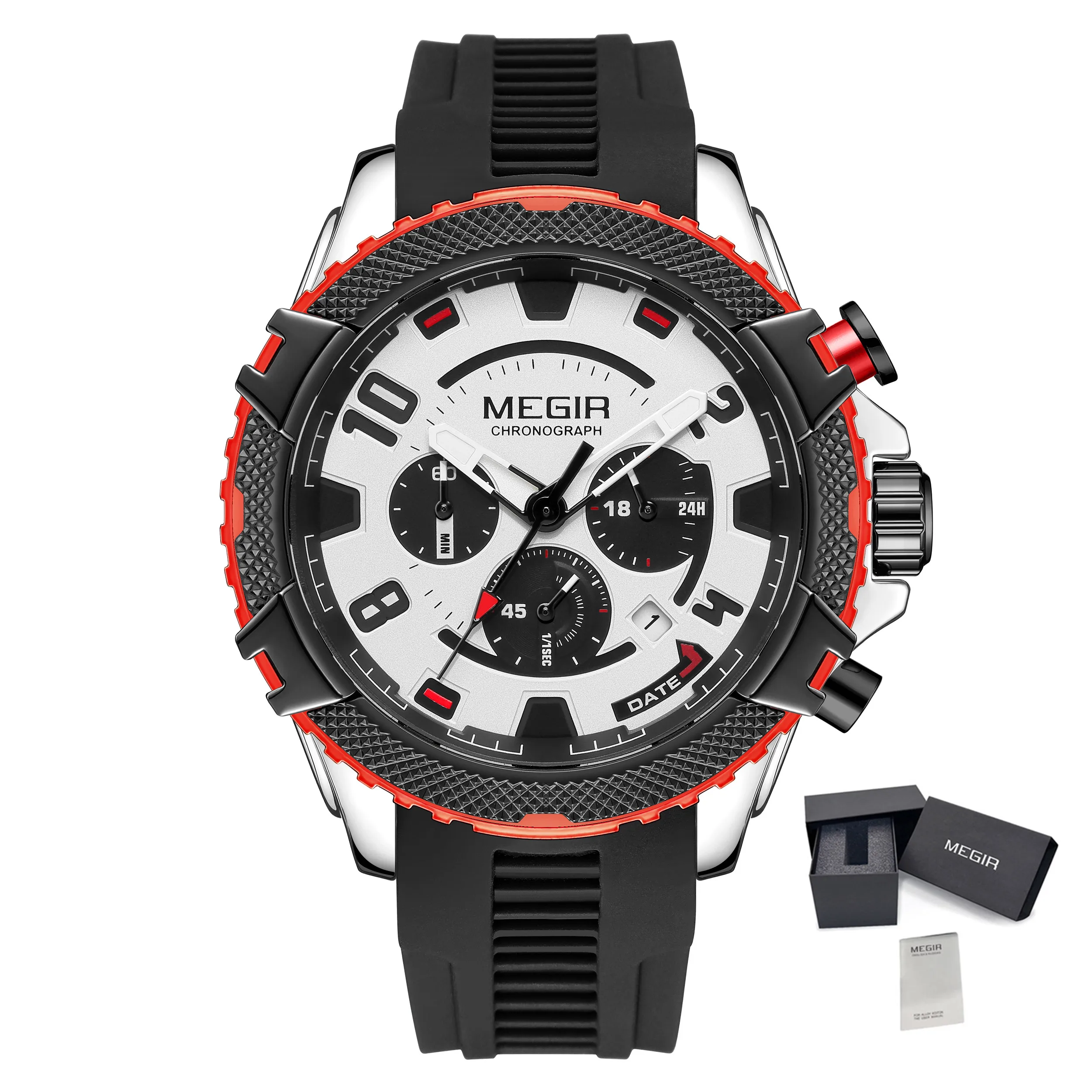 MEGIR Men's Watches Fashion Sport Chronograph Waterproof Calendar Military Quartz Wristwatch Clock 24-hour Reloj Hombre 2200