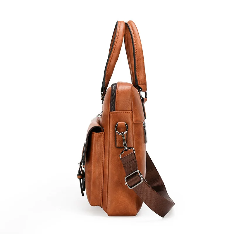 Borsa a tracolla in pelle Borsa a tracolla per laptop multiscomparto Borsa da lavoro Valigetta da uomo in vera pelle per il trasporto tecnico