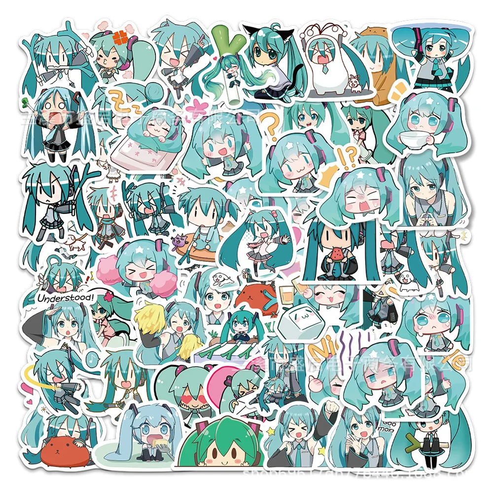 65Pcs cartoon movie around Hatsune Miku secondary waterproof stickers stickers children's toys birthday gifts.