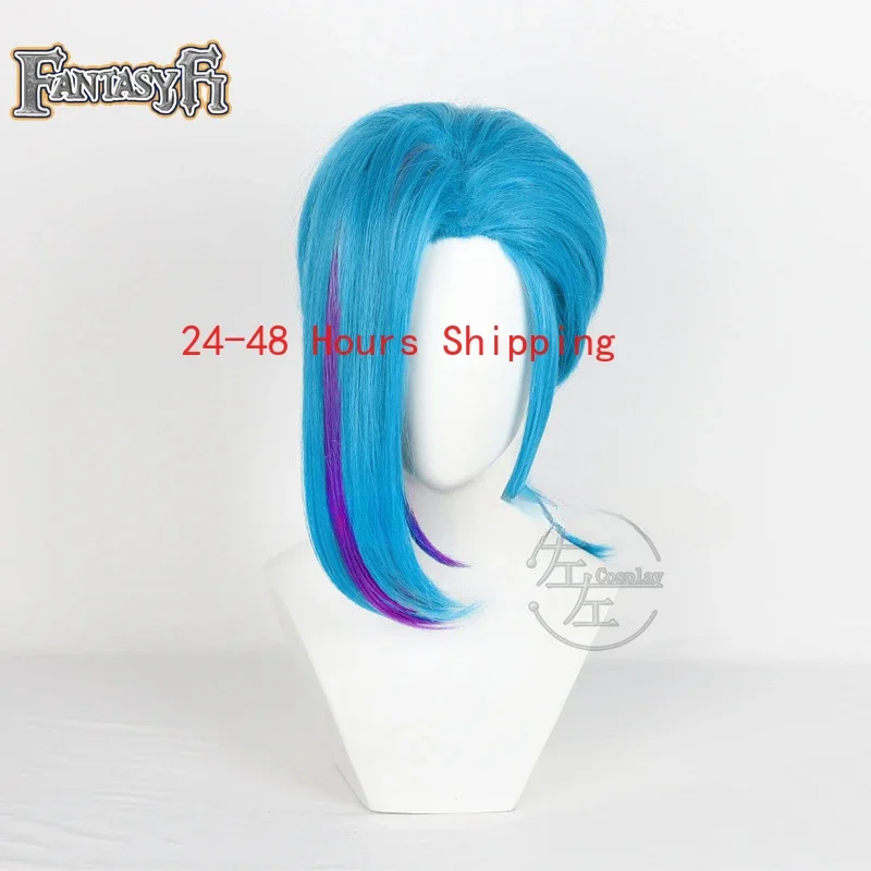 Anime LOL Arcane Temporada 2 Vi Jinx Cosplay peluca Vi 45cm pelo negro Jinx 45cm pelo azul pelucas cortas pelo sintético resistente al calor