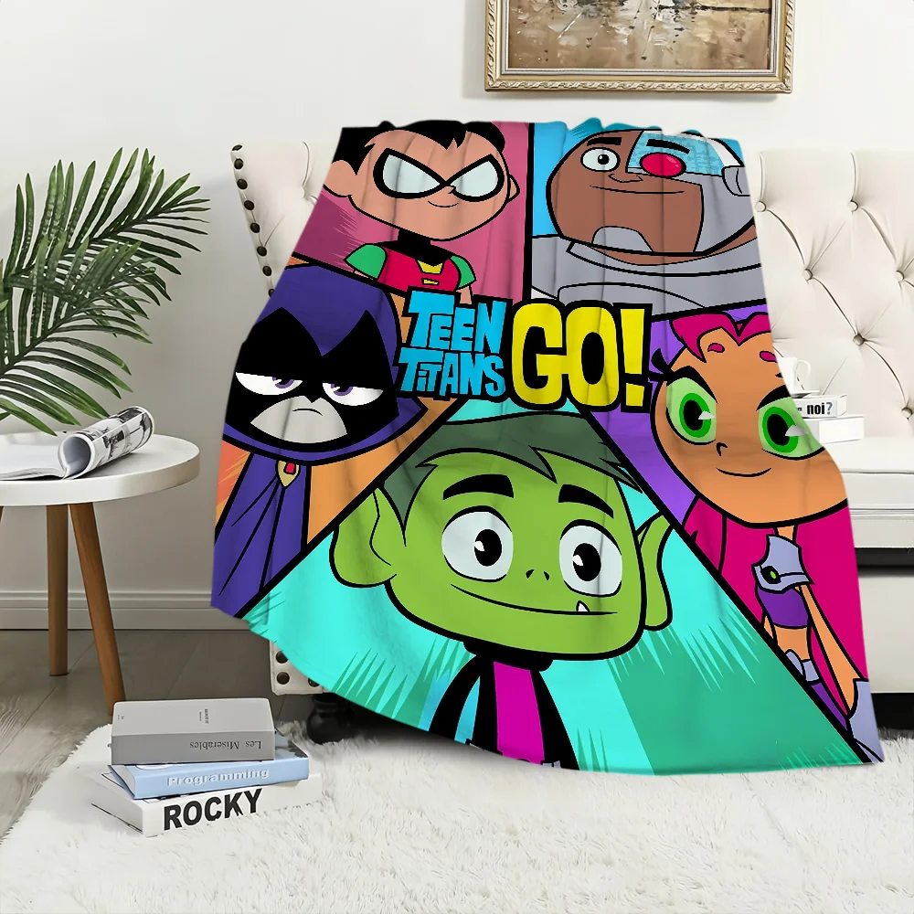 Manta Go de dibujos animados para sofá y siesta, alfombra de felpa para sala de estar, habitación de adolescentes, oficina cálida, titanes, dormitorio, cumpleaños, viaje en casa, regalos para niños