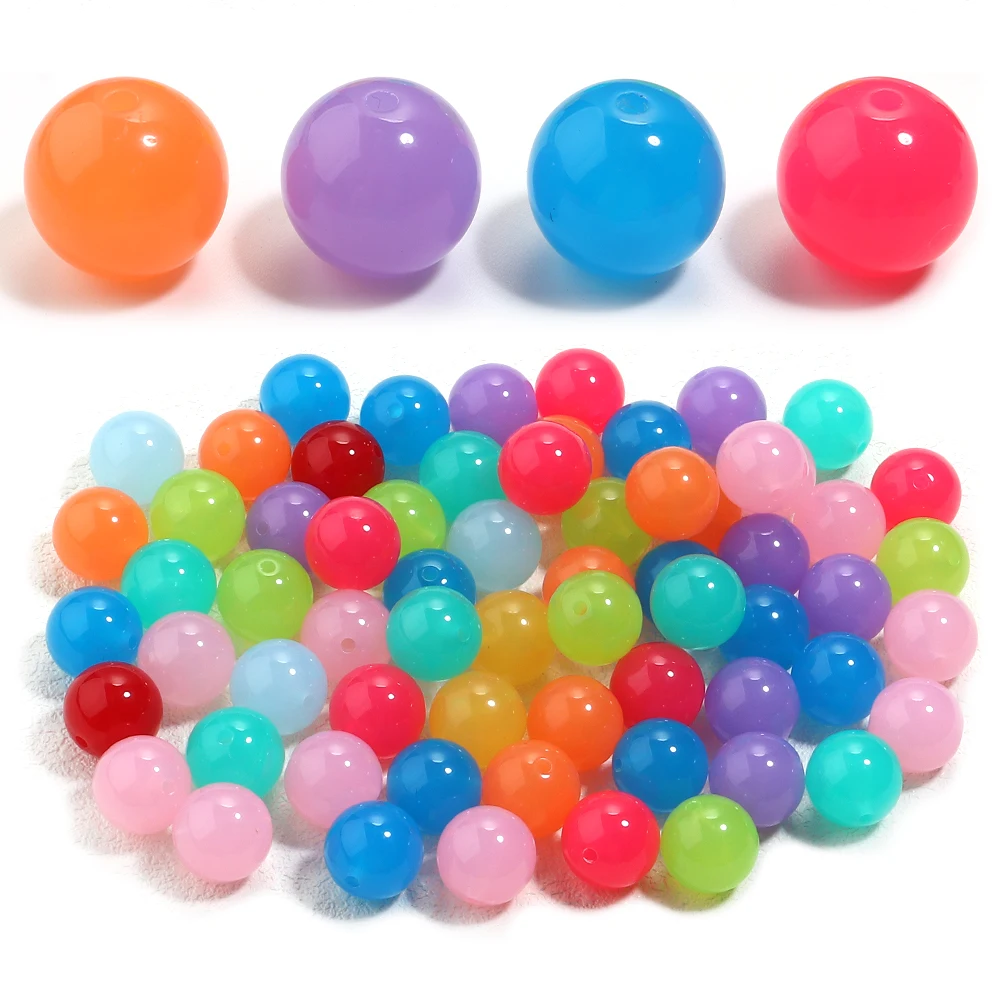 20 stücke 16mm Gelee Farbe Acryl Perlen Runde Lose Spacer Perlen Für Schmuck Machen DIY Armbänder Halskette Telefon Schlüssel kette Liefert