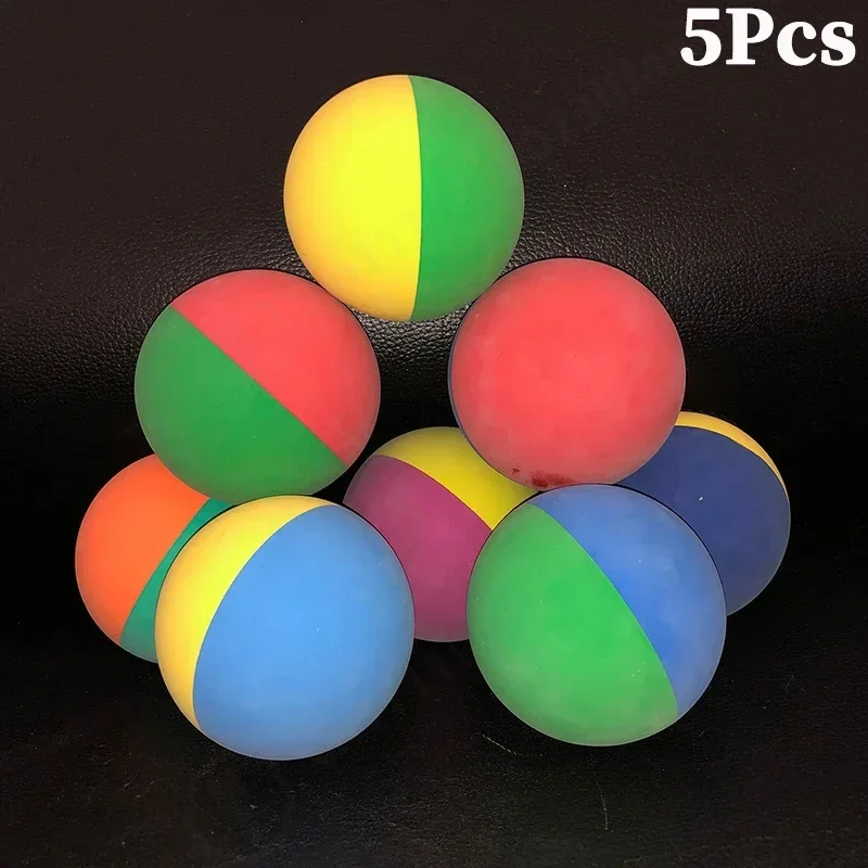 5個入り-6cm-デュアルカラーラケットボール-スカッシュ用低速ゴム中空ボール-トレーニング競技用-高弾性バウンシングボール
