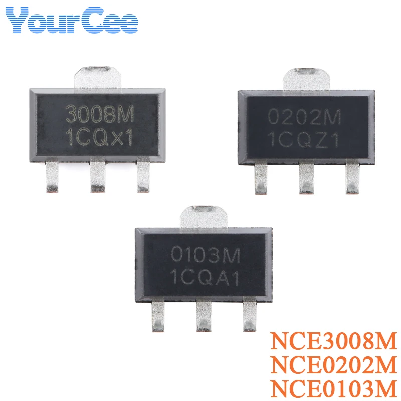 10Pcs NCE0103M NCE0202M NCE3008M SOT-89 N-Channel 0103M 100V/3A 0202M 200V/2A 30V/8A Enhanced Power MOSFET Field Effect Tube