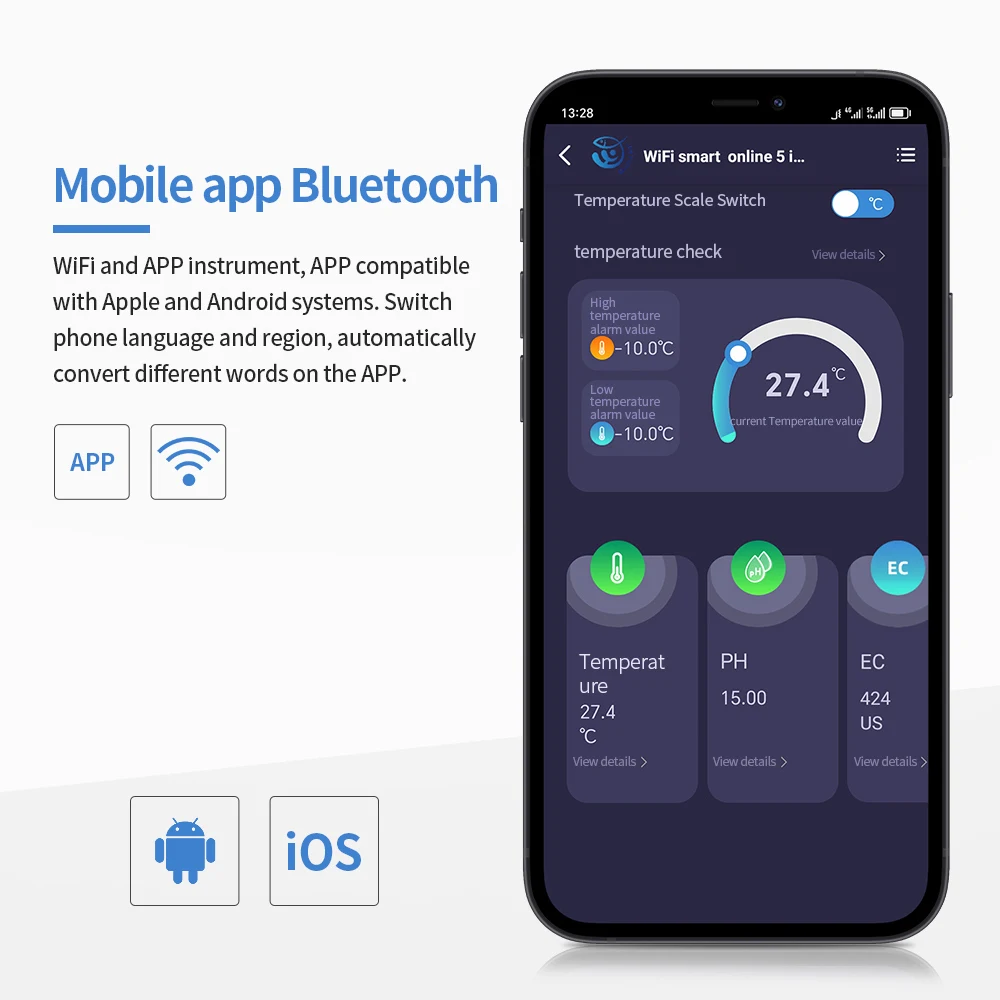 Плавающий измеритель растворенного кислорода 0-20 мг/л Bluetooth Smart DO Analyzer тестер концентрации кислорода для аквакультуры аквариума