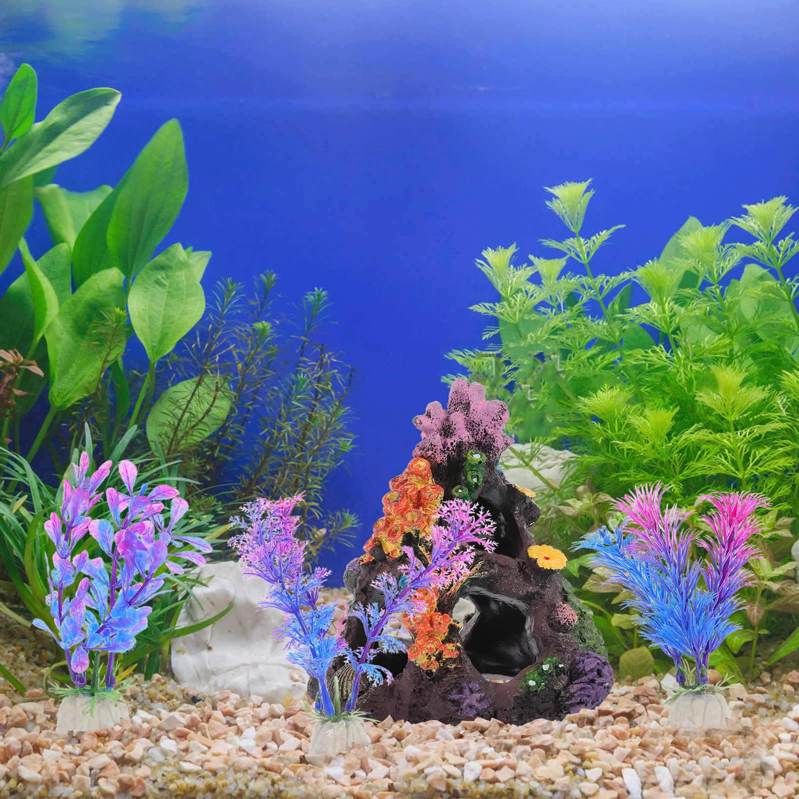 

5pcs Simulation Aquarium Reef Coral Mountain Decoration Fake Plants No Deformation No Fading Artificial Coral Reef Fish Tank