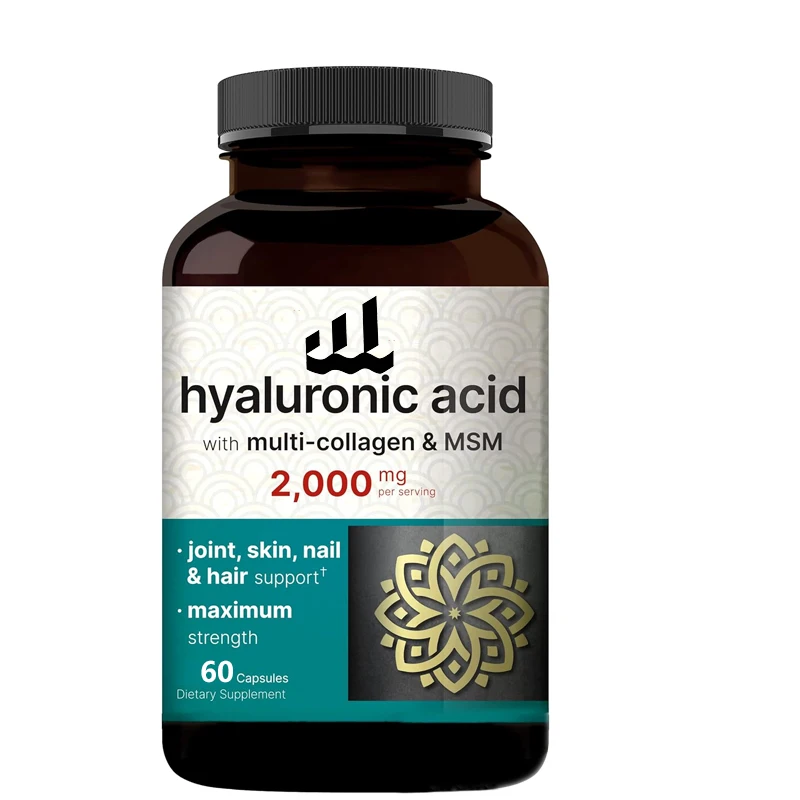 Hyaluronic Acid Supplement | Contains MSM and Multi Collagen -3-in-1 Support - Skin Moisturizing, Joint Lubrication, Eye Health