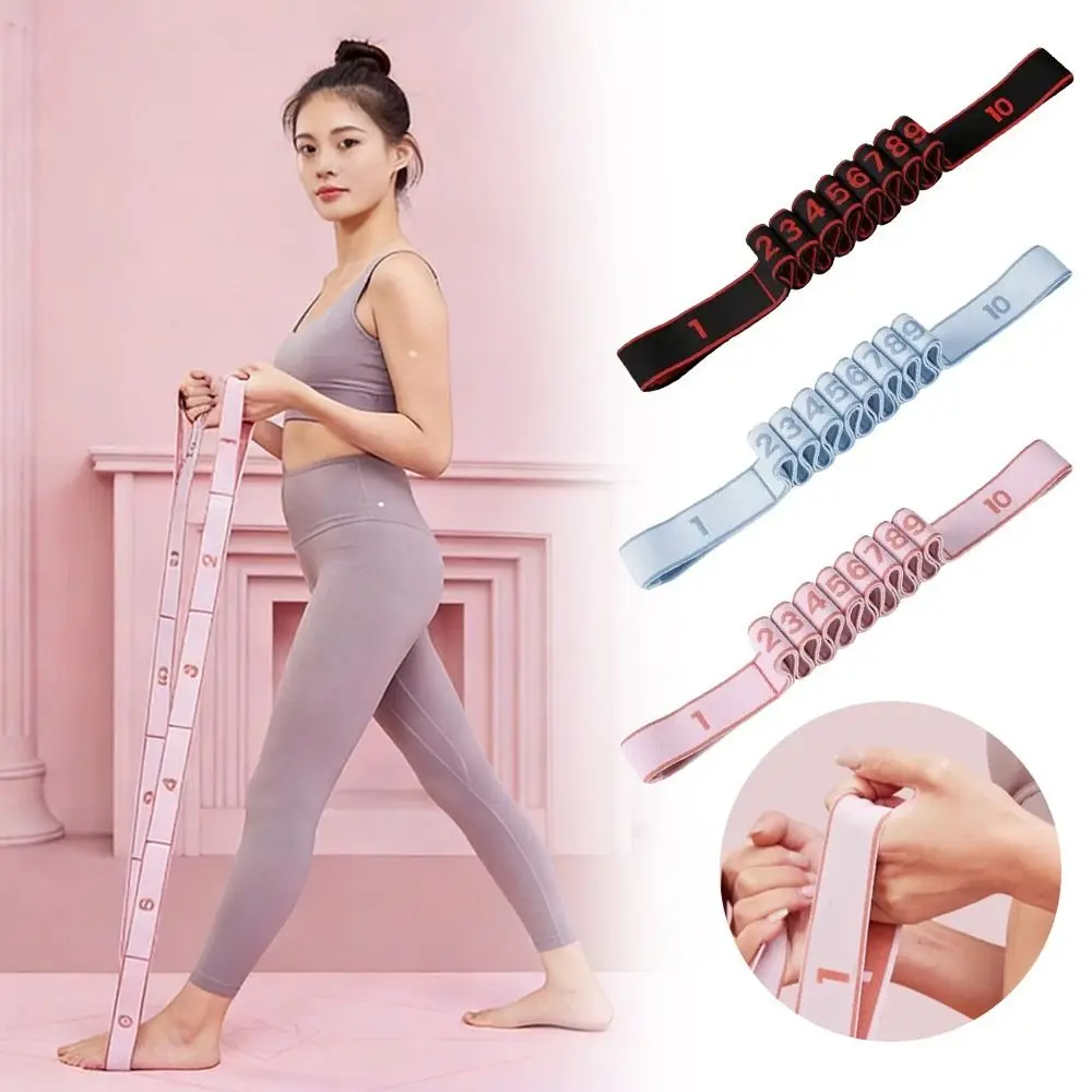 Multi-functional Elastic Yoga Stretching Belt 10/12 Grid Adjustable Resistance Band Digital Dance Stretch Band Adult Child