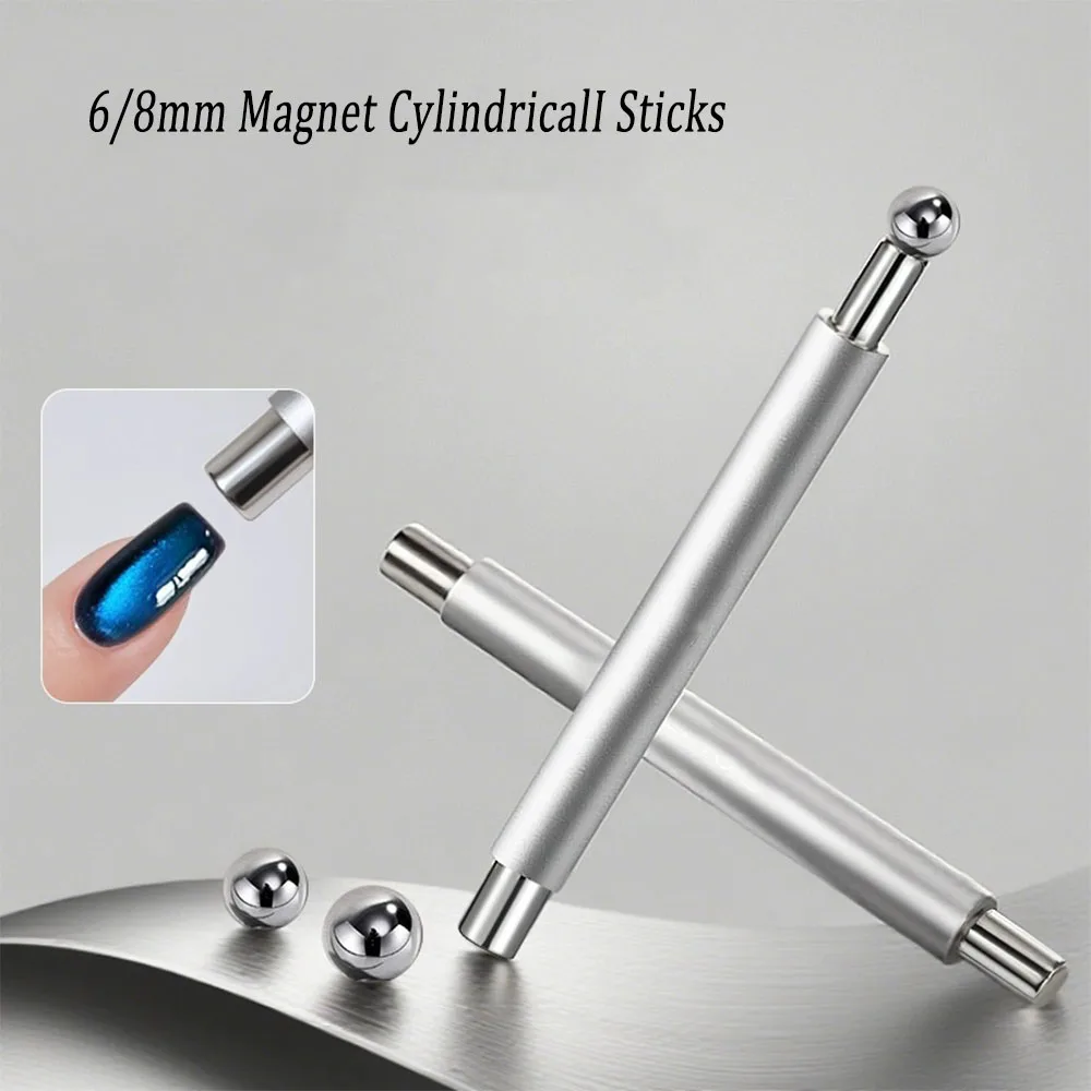 1Pcs Round Steel Magnetic Ball Double-Headed Thickened Cat-Eye Magnetic Stick Cylindrical French Magnet Pen Cat Eye Magnet Tool