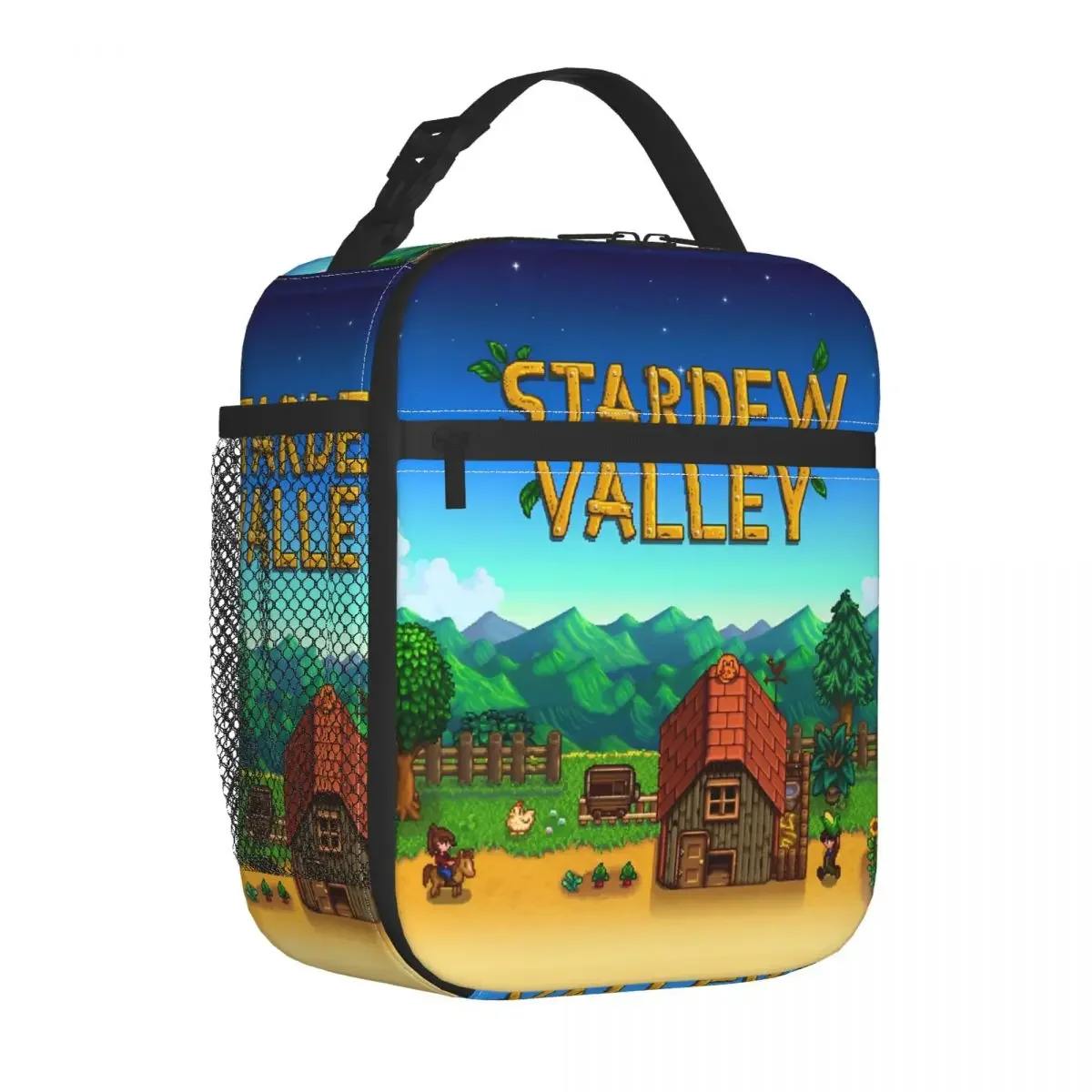 Stardew Valley Pelican Town Insulated Lunch Bag Portable Lunch Container Thermal Bag Tote Lunch Box College Travel Food Handbags