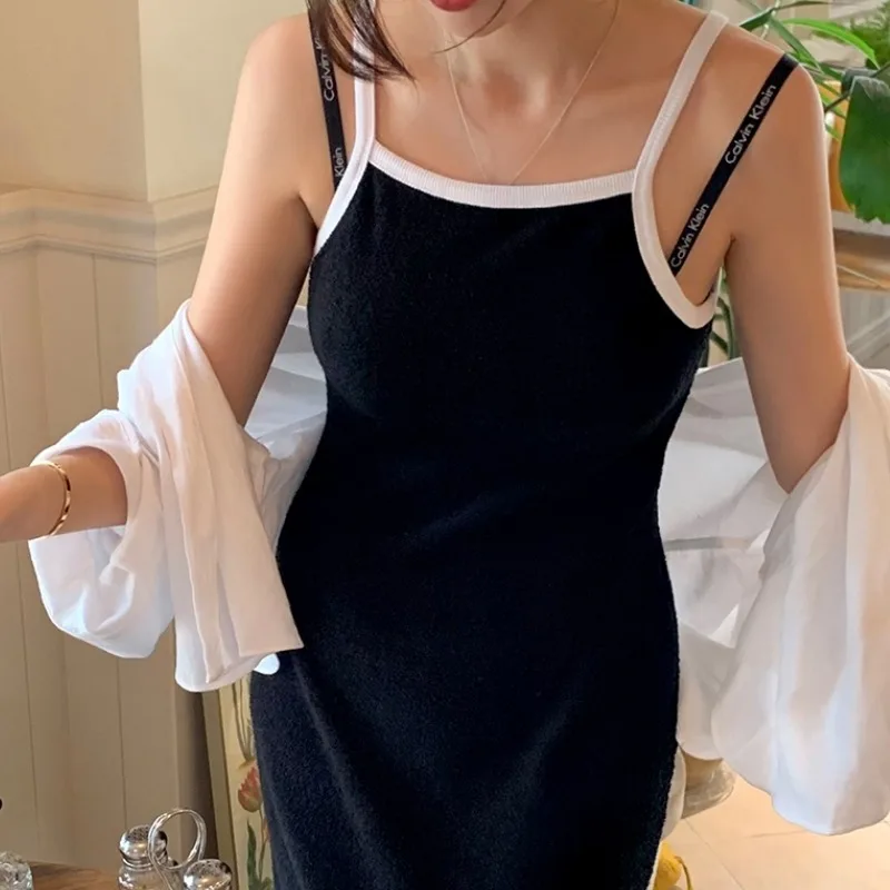 

Original Long Svel Strap Dr Color Blo Slimming Korean Sle Women's Faion Spring Autumn Winter Dr