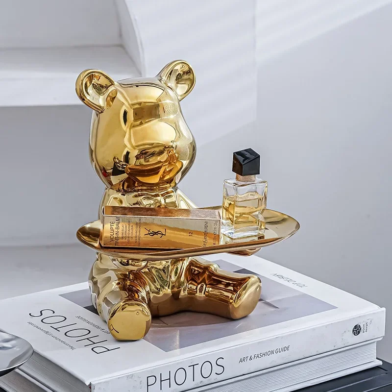 

Electroplating Tray Violent Bear Coin Bank Multifunctional Storage Decoration Light Luxury Ceramic Net Red Violent Bear