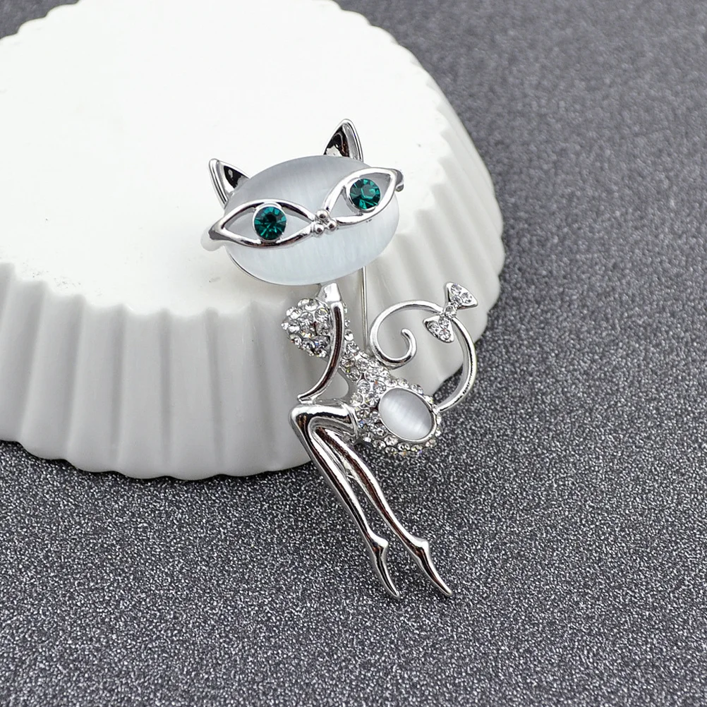 Broche de ojo de gato para mujer, Pin de piedra de ópalo, joyería de moda, bufanda, chal, Clip, bolsa de ropa, sombrero, accesorio de decoración para niñas