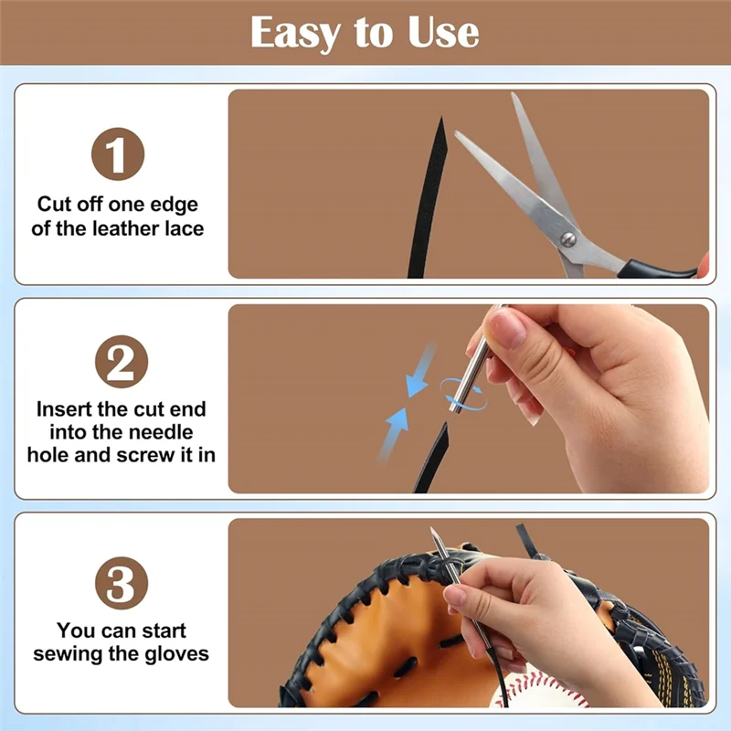 

【Ценная цена!】Игольчатый комплект для шнуровки бейсбольных перчаток, ремонтный комплект игл для шнуровки, инструмент для разглаживания для софтбольных бейсбольных перчаток