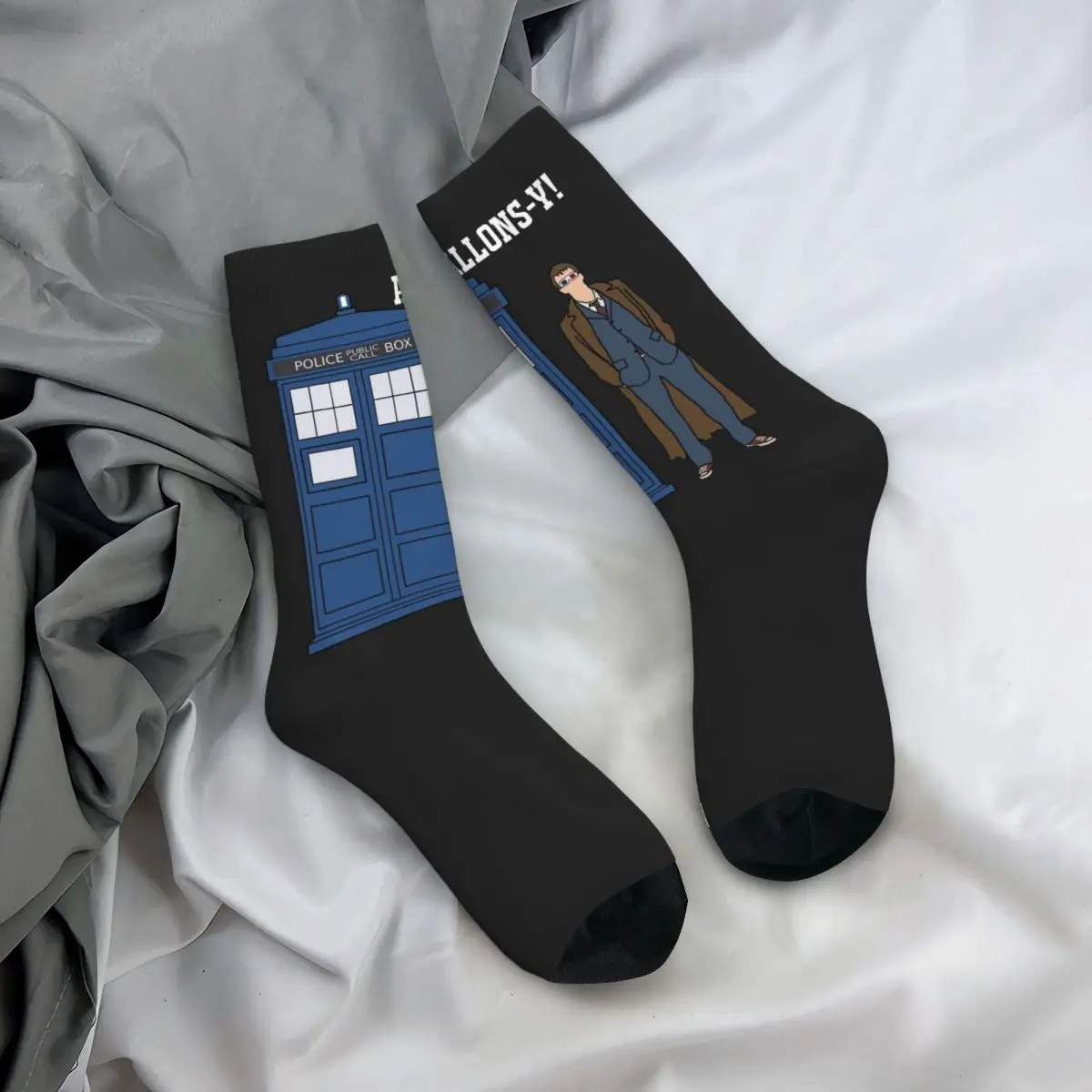 

All Seasons Crew Stockings The 10th Doctor Allons-y Socks Crazy Hip Hop Long Socks Accessories for Men Women Birthday Present