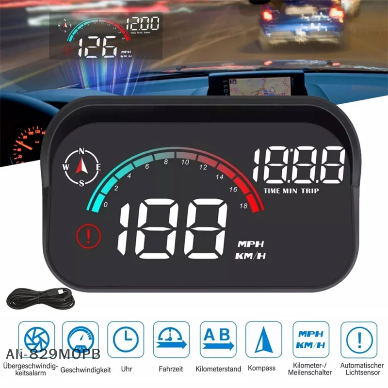 

【S】M22 Автомобильный HUD Проекционный дисплей Универсальный цифровой GPS Спидометр HD ЖК-проекция на стекле Проектор на лобовом стекле для всех автомобилей