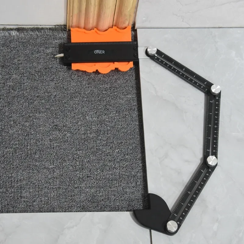 Profile Gauge Contour Copy Tool with Lock Special Shaped Floor Pick Up Set Tile Opening Positioner Woodworking Folding Ruler