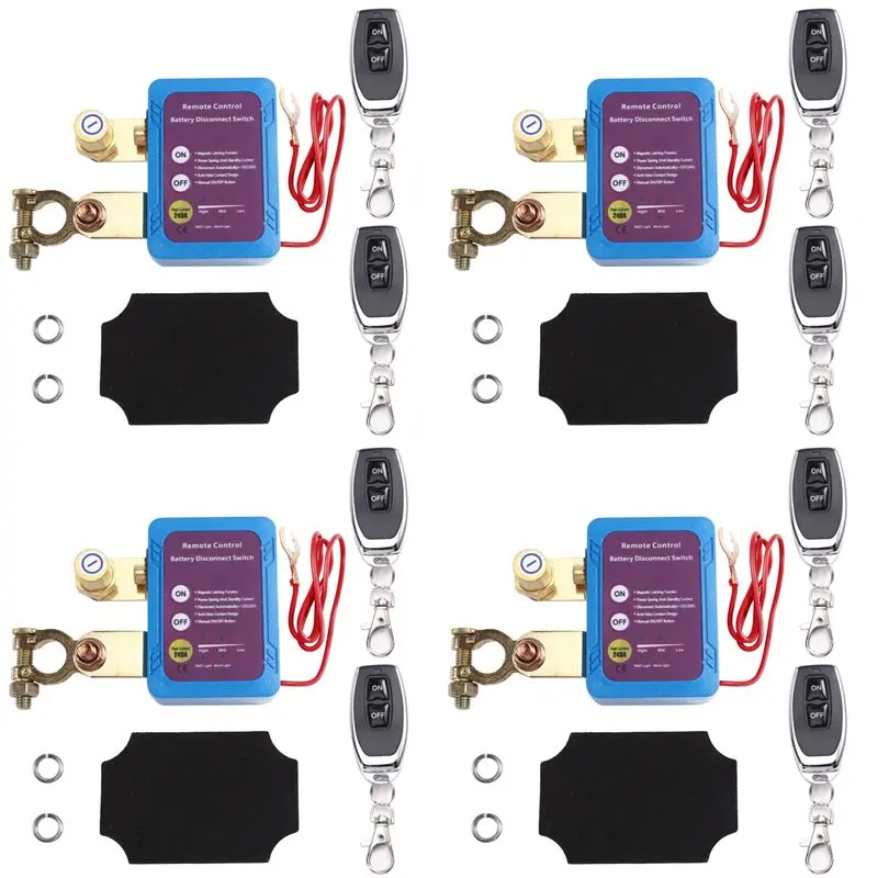 AT05-4X 12V/24V 240A Remote Control Battery Disconnect Switch, Automatic Power Off Switch