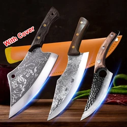 Hand Forged Utility Knife Wood Handle Butcher Boning Knife Chef Slicing Fish Fruit Steak Knife Cleaver Meat BBQ Kitchen Knives