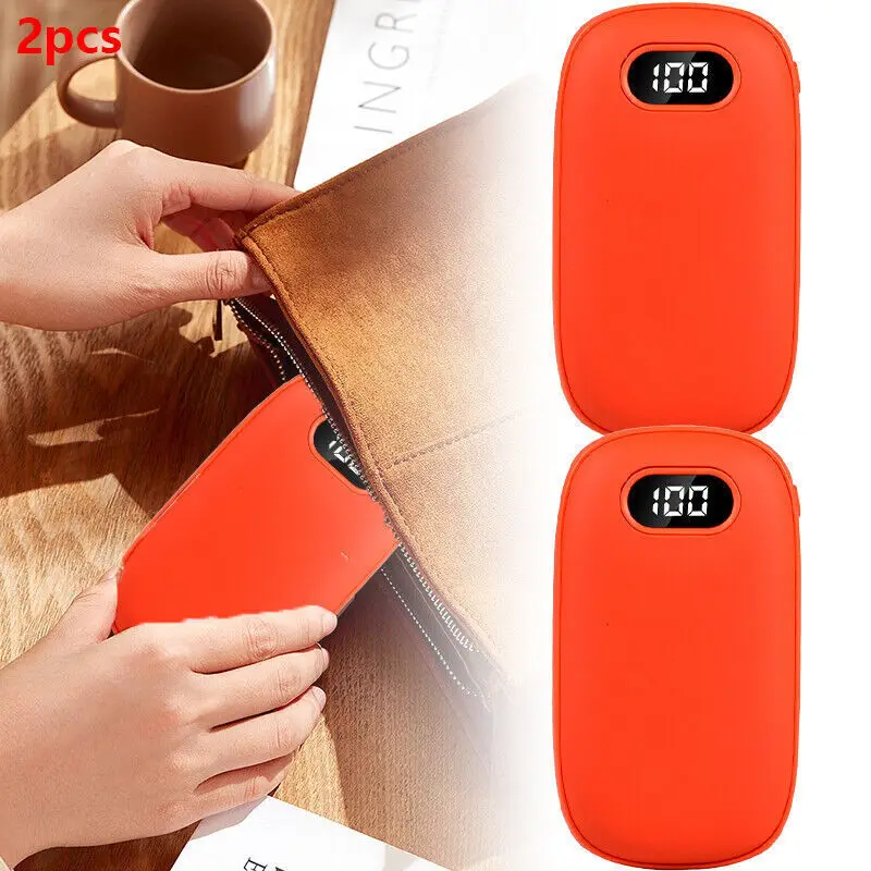 2Pcs Hand Warmers Rechargeable Pocket Power Bank Winter Electric Heater Warmer