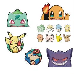 Anime Pokemon Rearview Mirror Stickers Pikachu Charmander Car Stickers Glass Decorative Stickers Bulbasaur Children's Toys Gifts