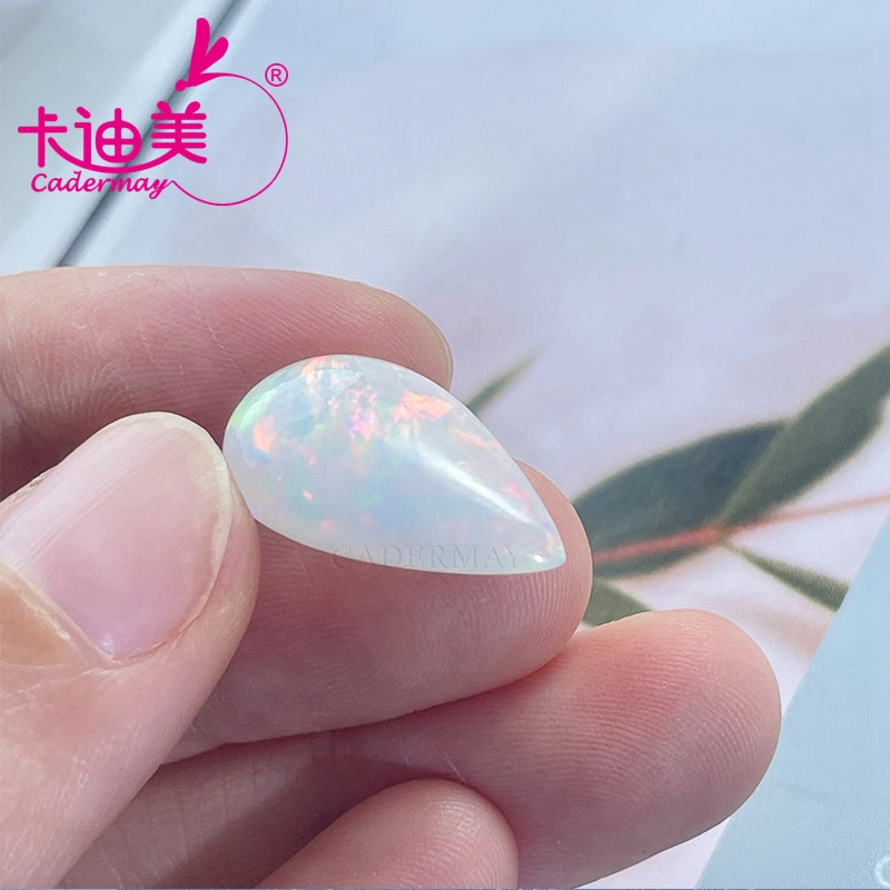 

CADERMAY Cabochon Cut 100% Natural Opal Loose Stone With Certificate Pear Shape Beads For Jewelry Making