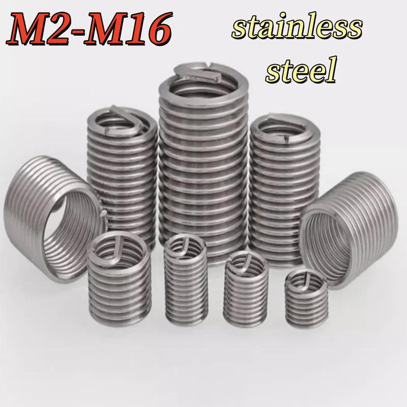 M2 M2.5 M3 M4 M5 M6 M8 M10 M12-M16 304 acier inoxydable hélicoïdal filetage réparation insérer fil enroulé manchon de vis hélicoïdale