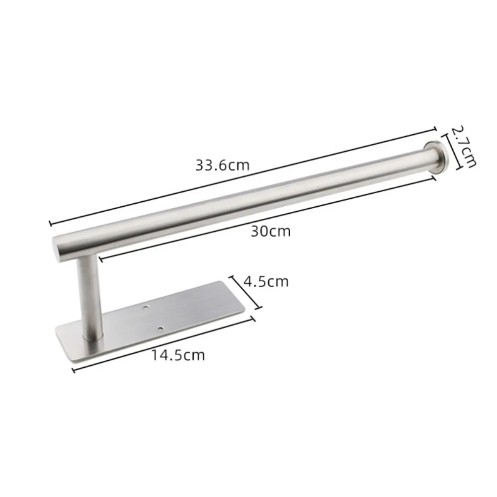 

1pc Stainless Steel Paper Towel Holder Wall Mount Self Adhesive Toilet Roll Holder with Screws Space-Saving Toilet Paper Stand