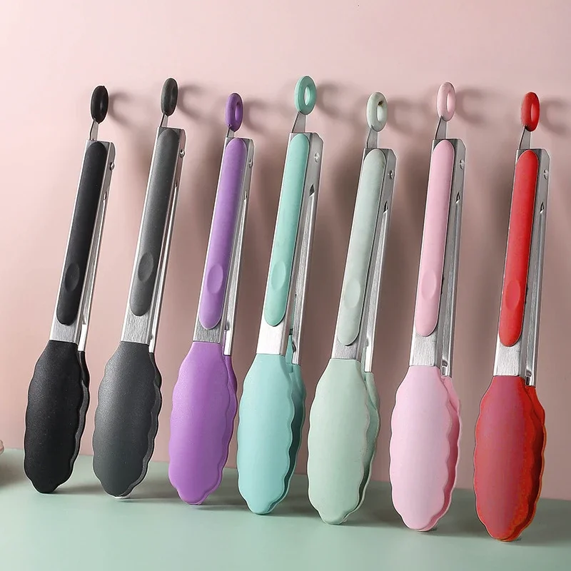 Silicone Clips Bread Barbecue Tools Tongs Steak Clip Food Clips BBQ Cooking Baking Salad Kitchen Accessories 9 Inches