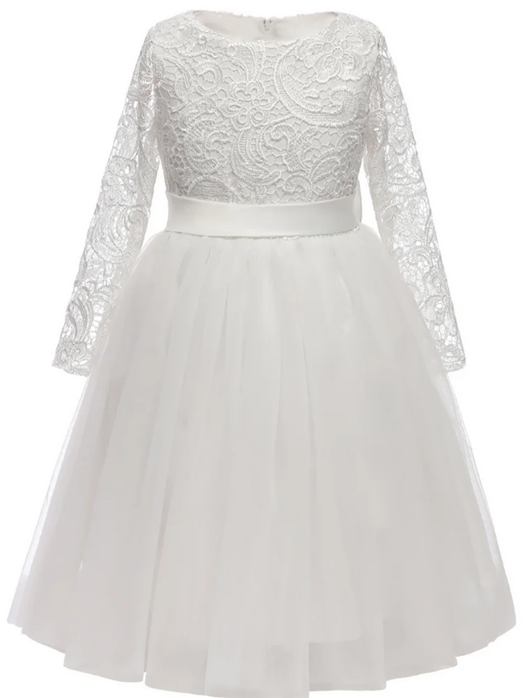 

Рождественское платье контрастного цвета с кружевным подолом для девочек-цветочниц Милое платье с бантом Бальное платье Платье принцессы Подиум Свадебное представление Вечеринка Сцена