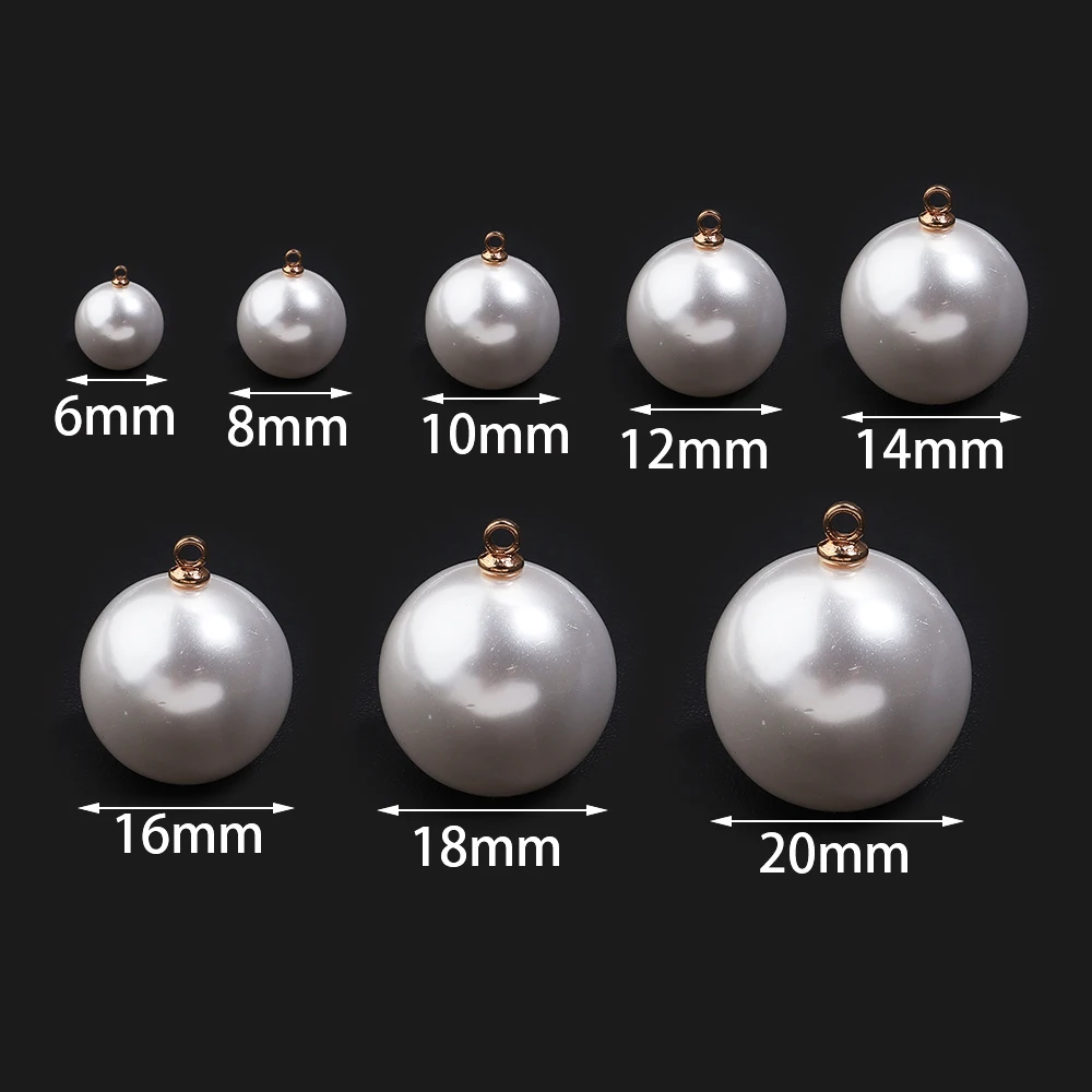 10/20 Stück 3-20mm ABS Imitationsperlen-Anhänger Runde Kugelanhänger für DIY Handgemachte Weihnachts-Ohrringe Halsketten Schmuckherstellung – Detail 1