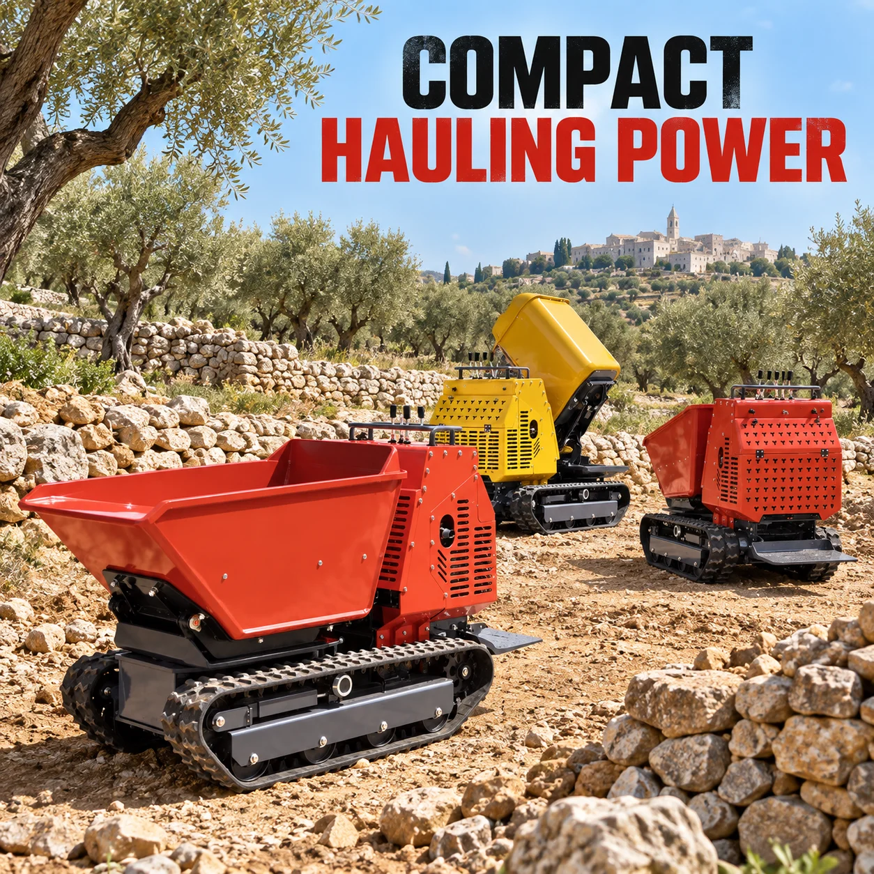 Compact Hydraulic Dumper Tracked Material Carrier for Confined Construction Working Areas