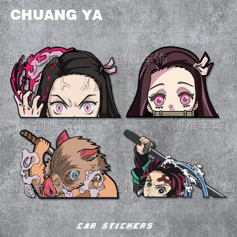 

Demon Slayer Anime Stickers Car Stickers Tanjirou Inosuke Nezuko Zenitsu Cute Reflective Large Size Stickers Car Window Decor