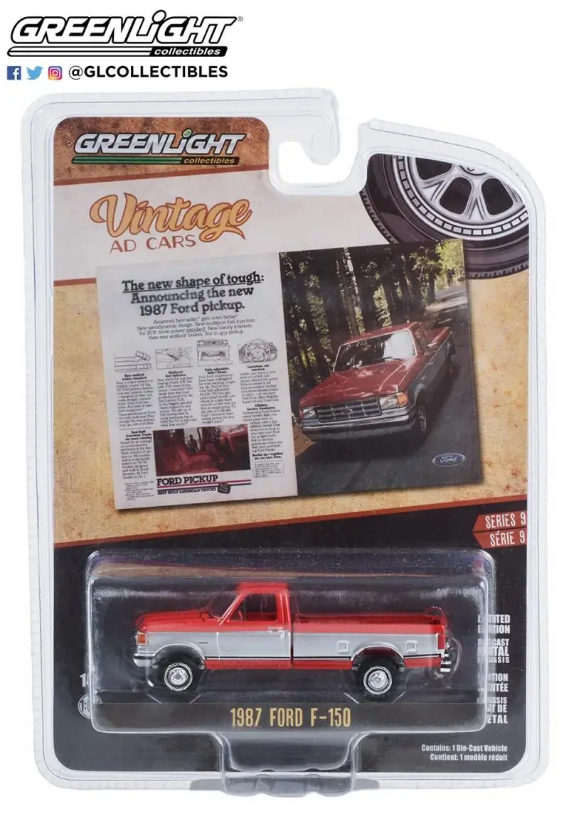 GreenLight 1/64 1987 Ford F-150 Raptor pickup Collector Edition Metal Diecast Model Race Car Kids Toys Gift