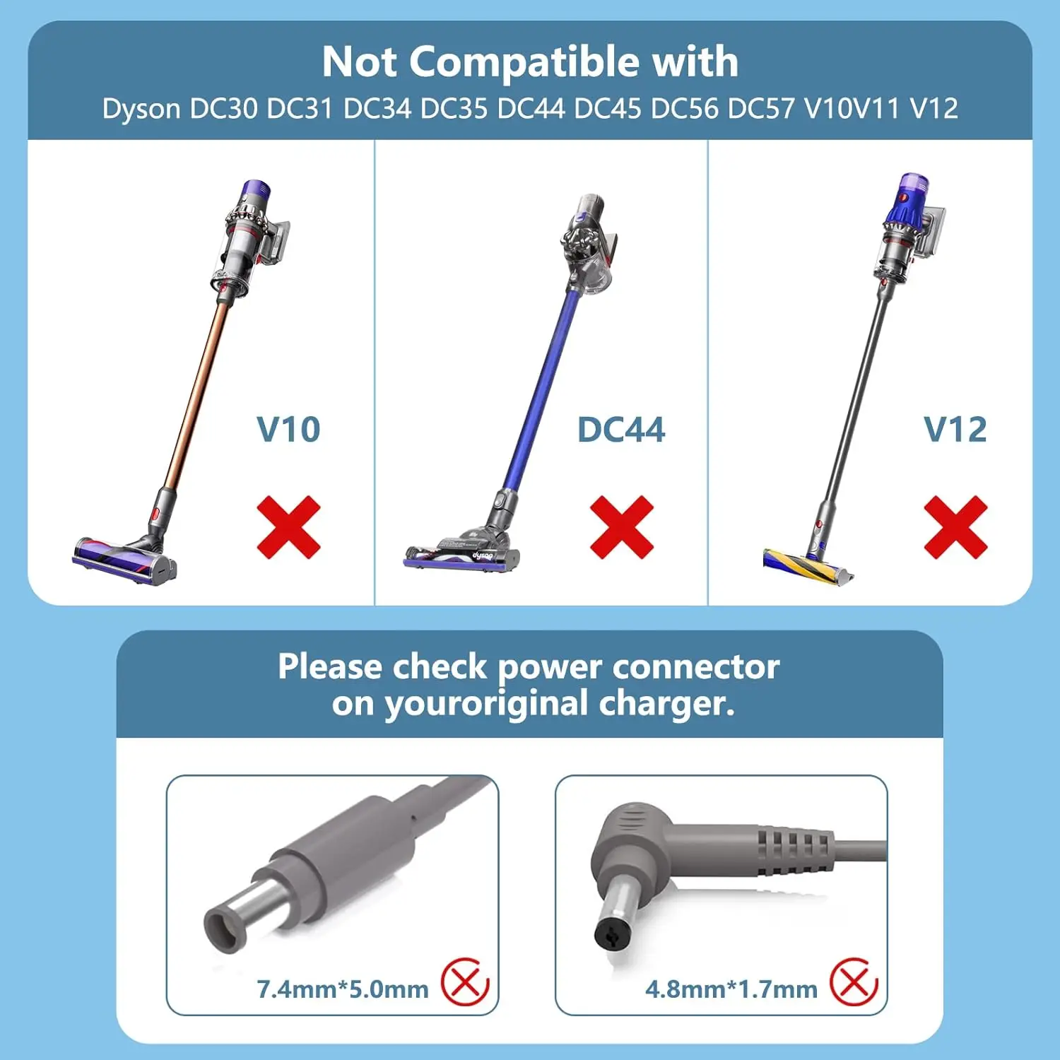 26.1V Replacement Charger for Original Dyson V6 V7 V8 Animal Fluffy SV03 SV04 SV05 SV06 SV07 DC58 DC59 DC60 Vacuum Cleaner