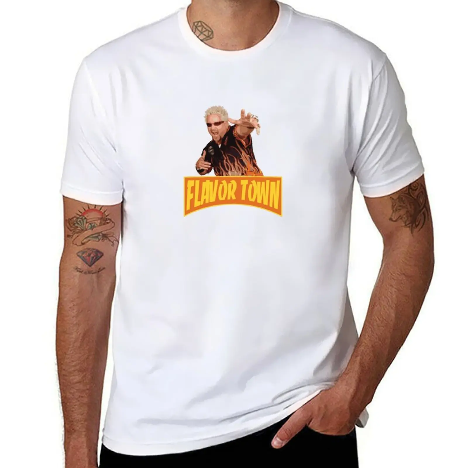

FLAVOR TOWN USA - GUY FlERl T-Shirt cotton t shirt man t shirt man plain T-Shirt