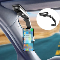 360 Degree Rotatable Universal Car Phone Holder Multifunctional Auto Rearview Mirror Seat Hanging Clip Bracket Cell Phone Holder
