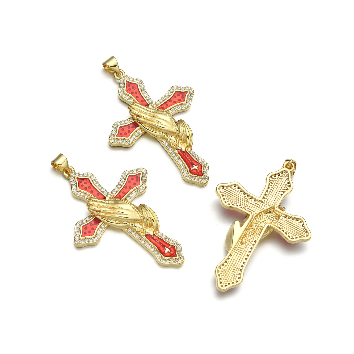 5 Pieces European and American Red Oil Dripping Love Cross Necklace Pendant DIY Jewelry Making Materials Accessories Wholesale