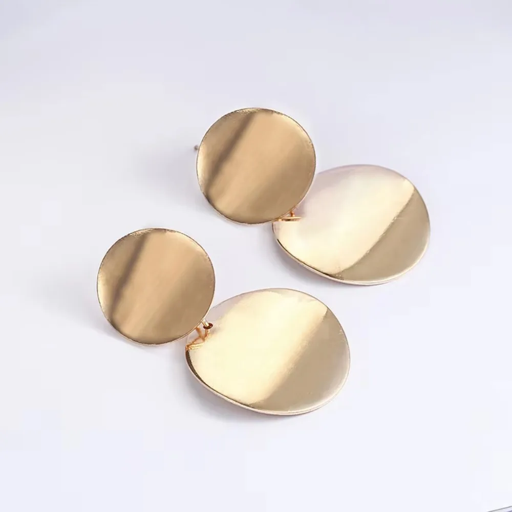 FSUNION 2025 New Fashion Gold Color Metal Simple Vintage Drop Dangle Earrings for Women Jewelry Gifts with Statement Design