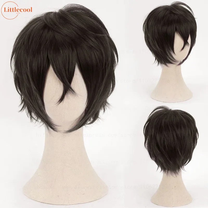 Extra Pure Black And Natural Brown Black 30cm Short Straight Cosplay Wig Layered Shaggy Fluffy Heat Resistant Hair Anime Wigs