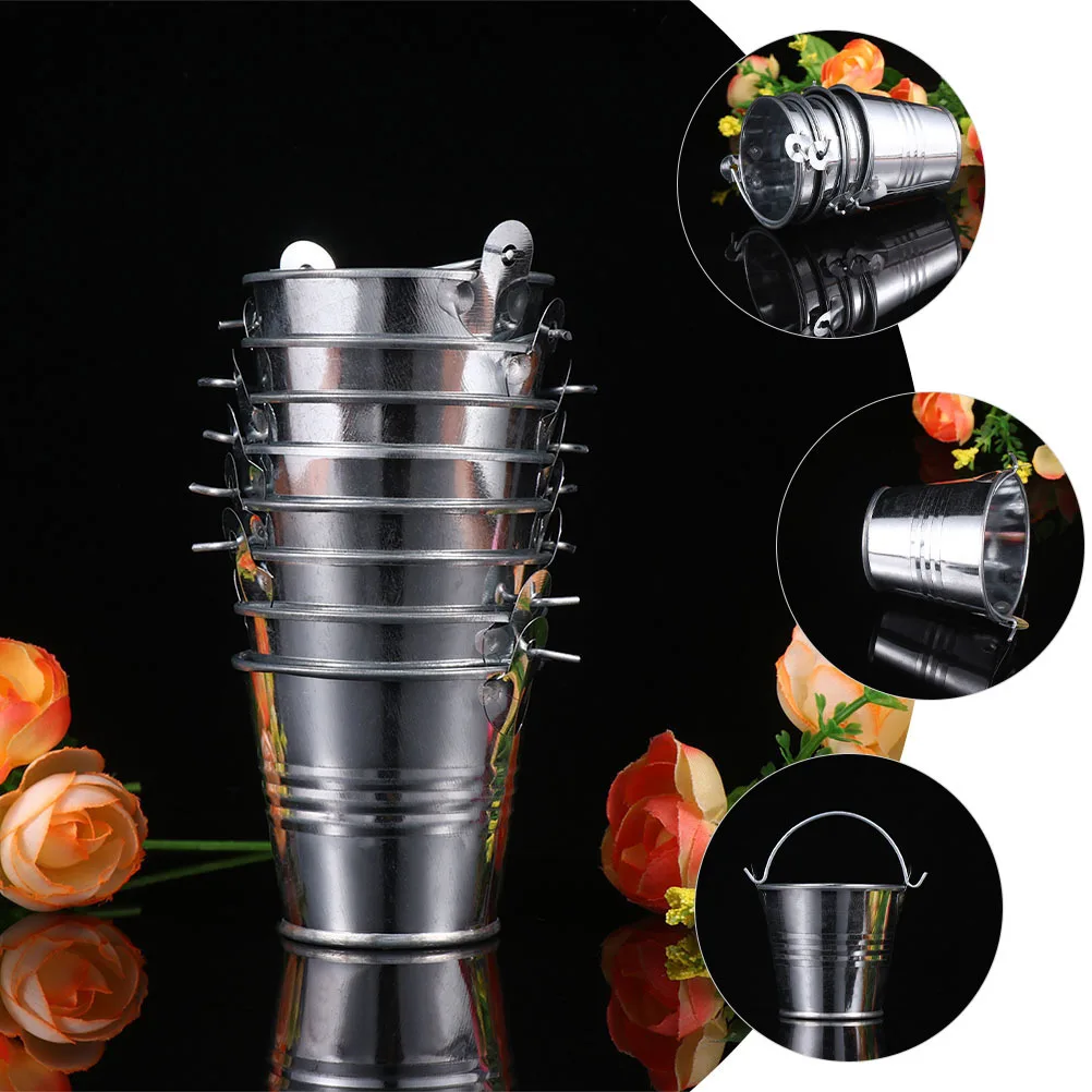 

6pcs Small Metal Buckets Mini Iron Buckets For Diy Miniature Garden Accessories Room Decor Micro Landscape