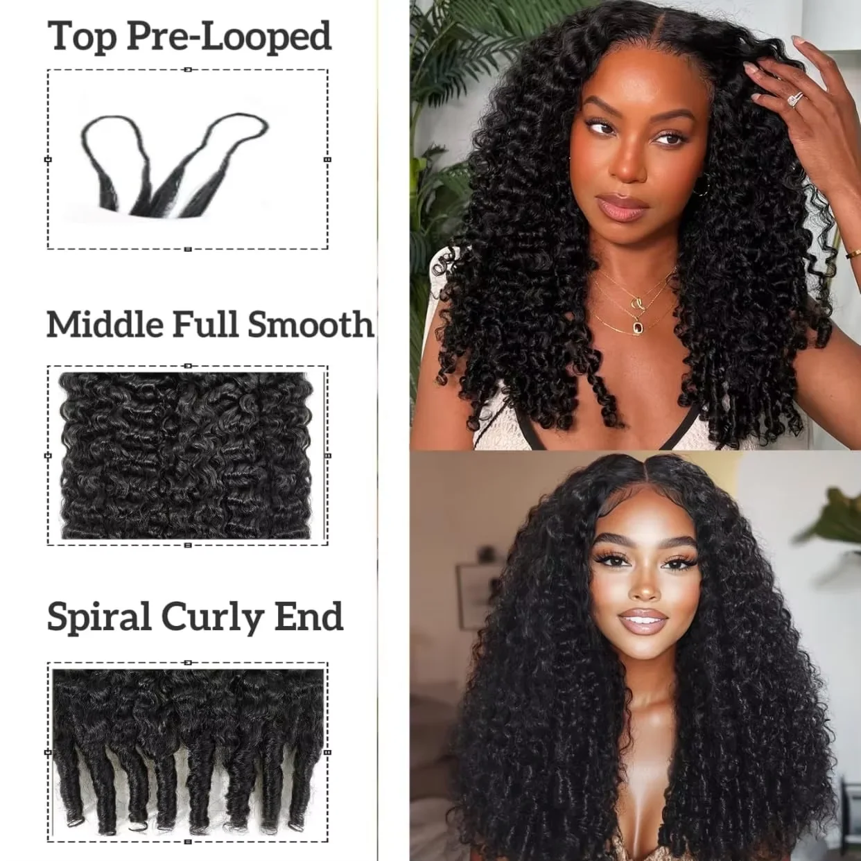 Human Hair Burmese Curly Crochet Human Hair Braiding Invisible Feather-Line Burmese Curly Miracle Knots Braid Crochet Feather