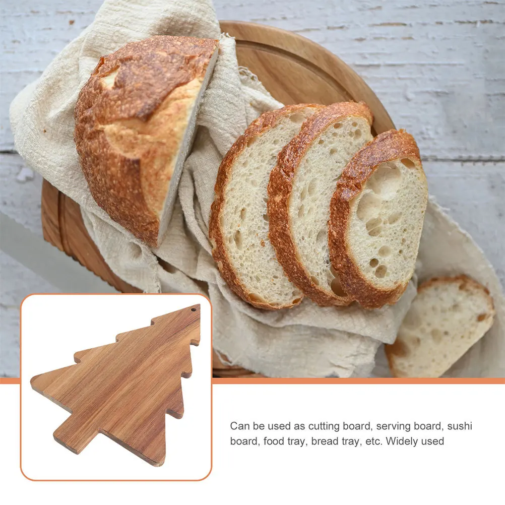 

2Pcs Festive Christmas Tree Cutting Board Natural Wood Charcuterie Board for Kitchen Snack Fruit Serving Tray Home Holiday