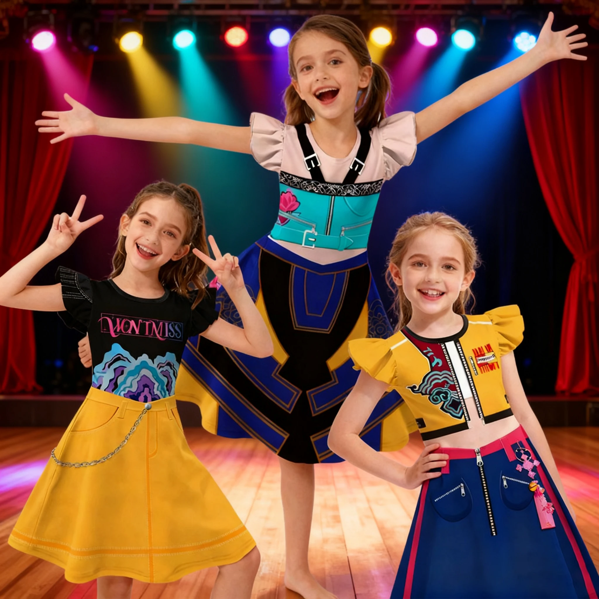 

Girls Singer carnival anime Costume girl group's performance Cosplay Dresses for Halloween Party Pop Dress for 4-12Years Girls