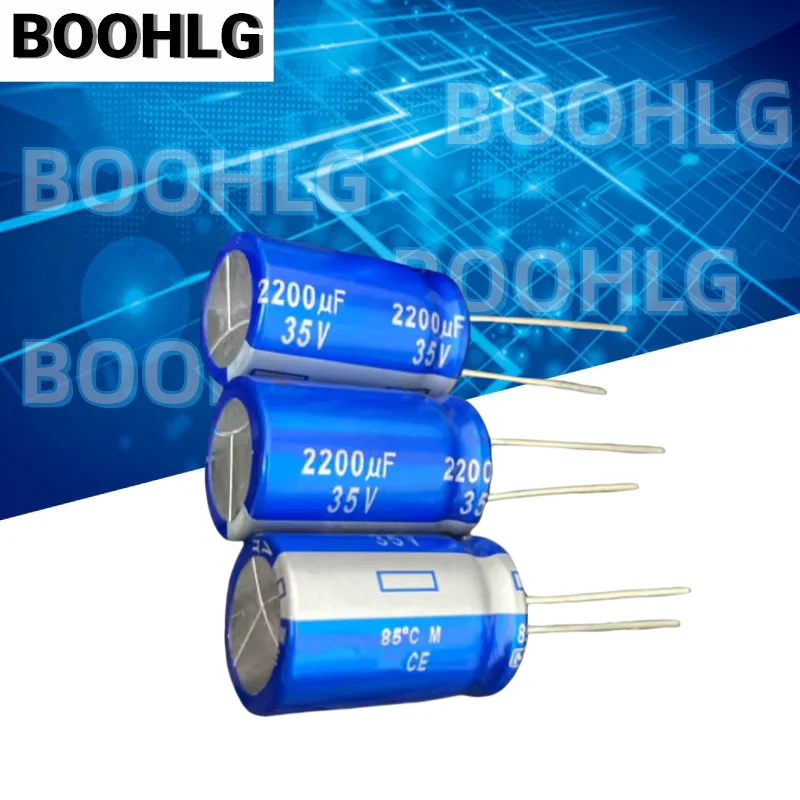 2PCS 2200UF 35V Fever Sound Capacitor 35V 2200UF 16X25 AM Flash Blue Robe
