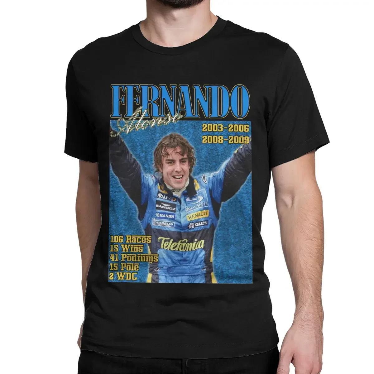 Fernando Alonso Tribute Bootleg T-Shirts Voor Mannen Mannen Mannen Uniek Oversized Grafisch T-Shirt Met Ronde Hals En Korte Mouwen T-Shirt